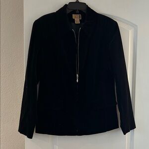 AT Denim Black Velvet Zip Jacket/Blazer-Vintage